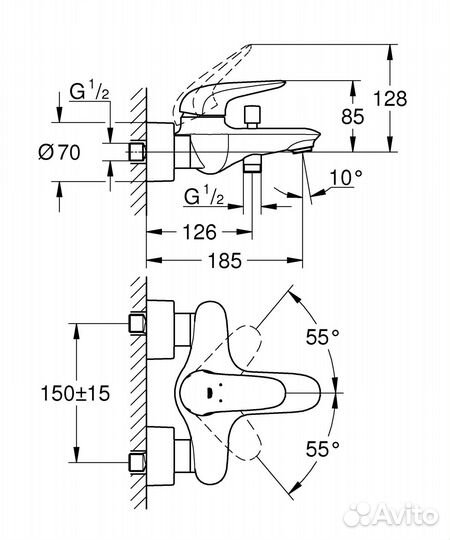 Grohe 23726003 Смеситель для ванны