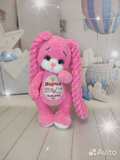 Мягкая игрушка вязаный заяц, кошка