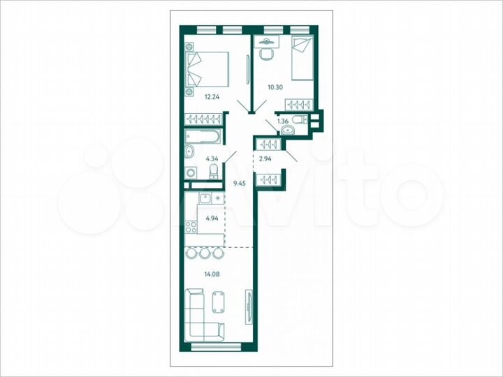 2-к. квартира, 59,7 м², 5/28 эт.