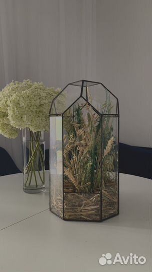 Интерьерная композиция с сухоцветами, флорариум