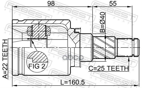 ШРУС внутренний левый 22X40X25 nissan tiida 05