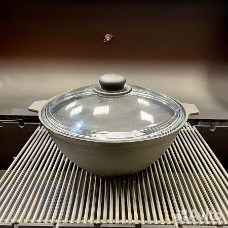 Казан чугунный 4 литра со стекл. крышкой (Камск)