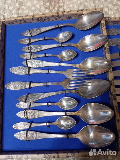 Набор столовых приборов мельхиор СССР, 24 предмета