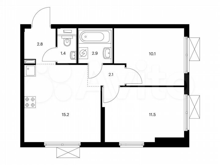 2-к. квартира, 46 м², 16/25 эт.