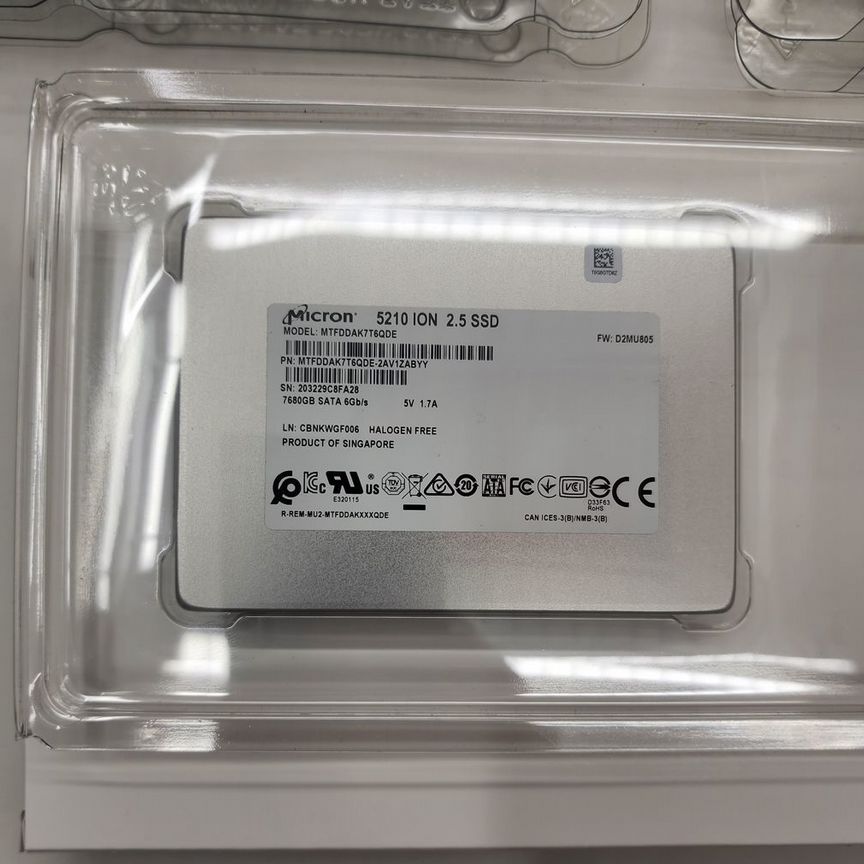 [MTFDDAK7T6QDE-2AV1ZAVBYY] Ssd Micron 5210 Ion 7.68тб Sata Новые Mtfddak7t6qde-2av1zavbyy