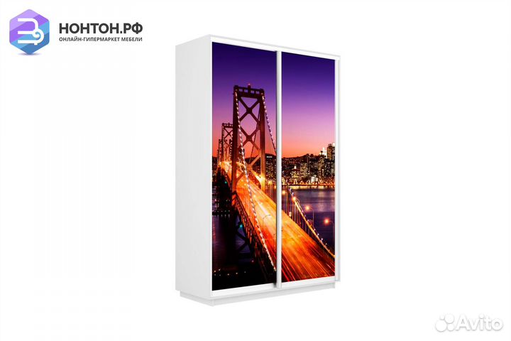 Шкаф-купе 2-х дверный Нонтон фото №1007 / белый сн