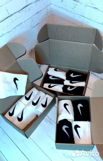 Носки nike белые чёрный бокс