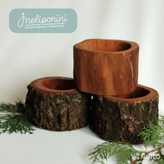 Спилы дерева, подсвечник деревянный