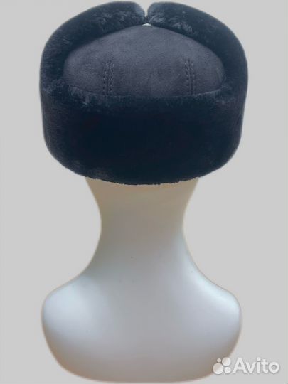 Бейсболка ушанка мужская зимняя черная