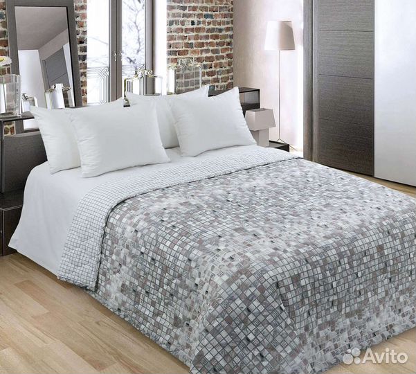 Двухстороннее стеганое хлопковое покрывало, 2х-сп