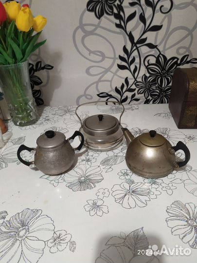 Сахарница чайник заварной мельхиор СССР