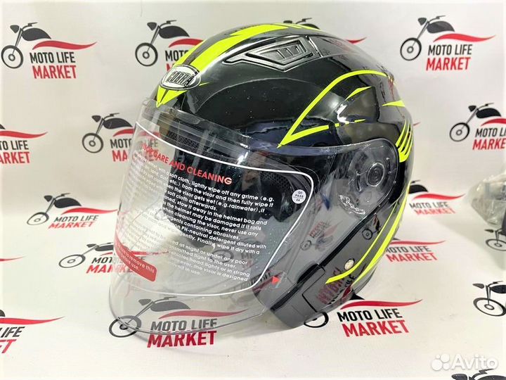 Шлем открытый Кобра JK516 черно зелёный