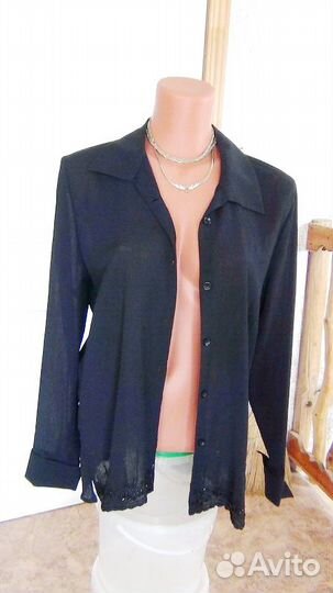 Чёрная лёгкая рубашка-блуза, р.38, торг