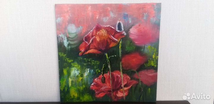Картина маслом Цветы Маки