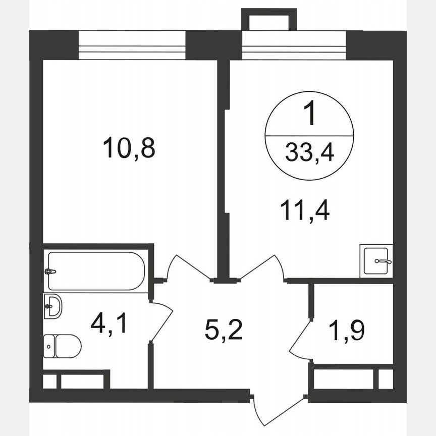 1-к. квартира, 33,4 м², 8/20 эт.