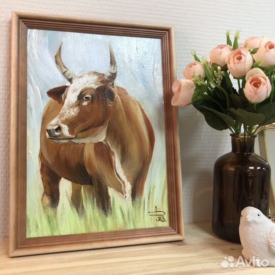 Картина маслом с рамкой «В поле»