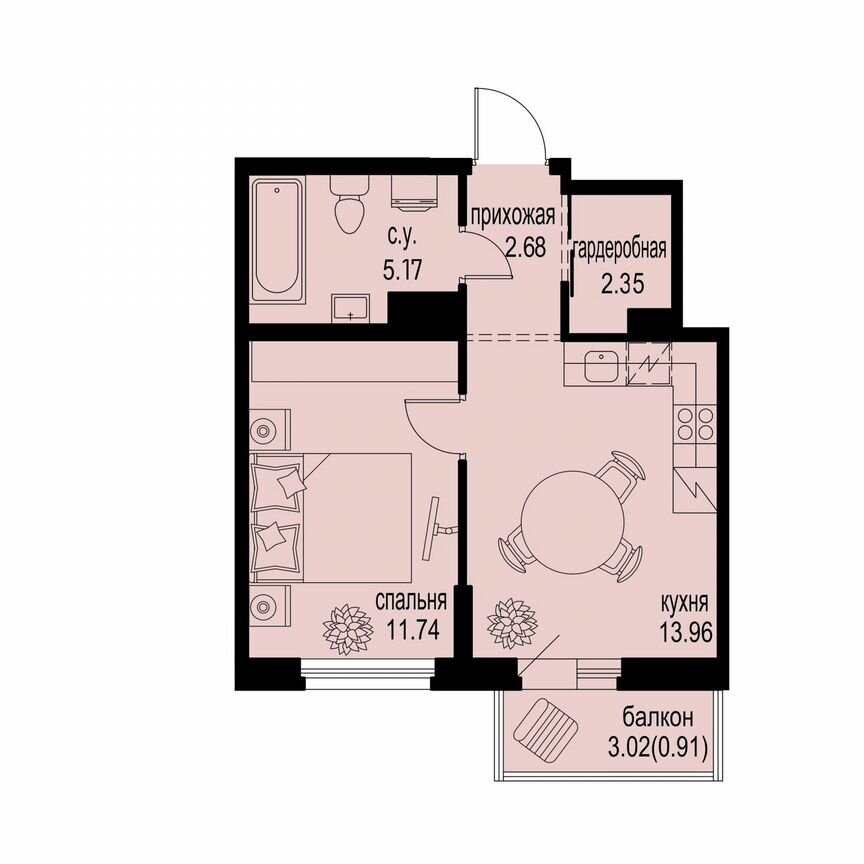 1-к. квартира, 36,8 м², 10/12 эт.