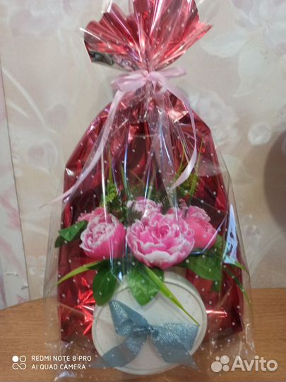 Мыльный букетик пионов ручной работы