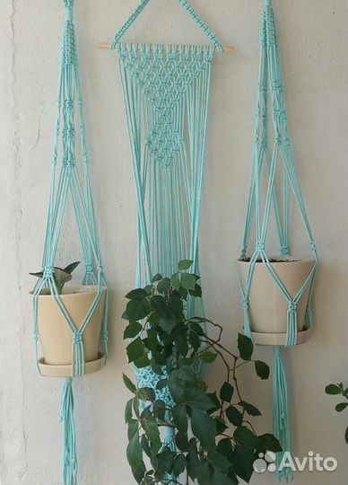 Цветочное кашпо в стиле макраме