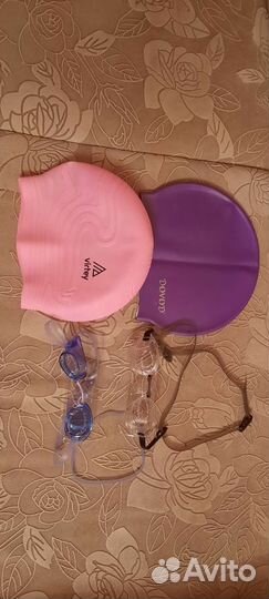 Новые шапочки, очки, ласты, маска, трубка плавания