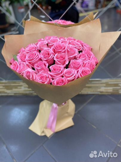 Букет 35 розовых роз Красноярск