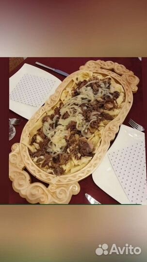 Астау - поднос деревянный, с казахским орнаментом