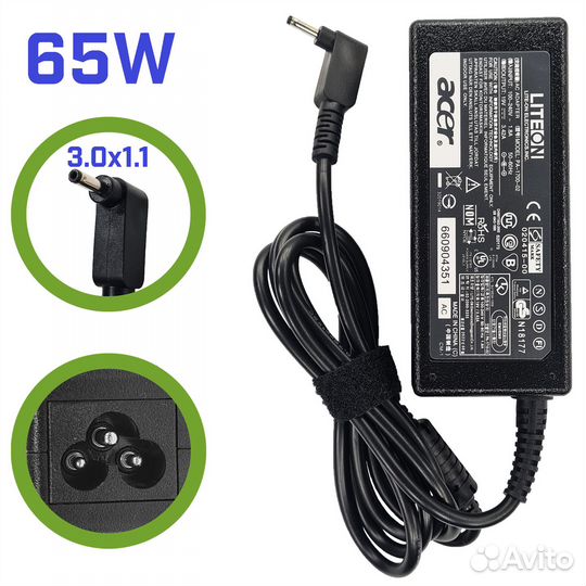 Блок питания для ноутбука Acer 19V 3.42A (3.0x1.1)