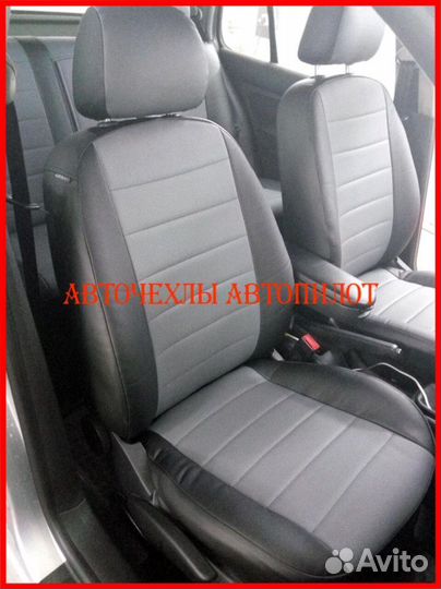 Чехлы Автопилот Volkswagen Golf из экокожи чёр-сер