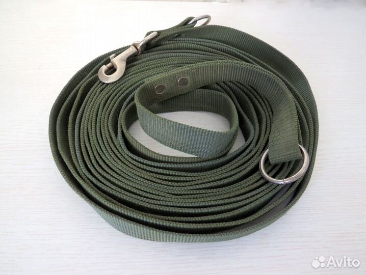 Поводок для собаки 8 метров с карабином Брезент