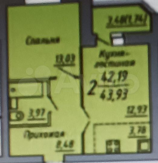 2-к. квартира, 44 м², 2/9 эт.
