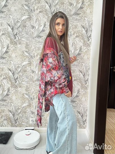 Рубашка в клетку оверсайз женская