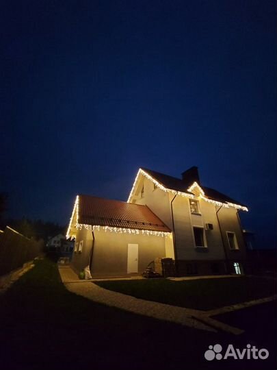 Новогоднее оформление, освещение домов, фасадов