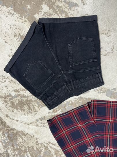 Шорты Zara 46 2шт джинсовые и в клетку