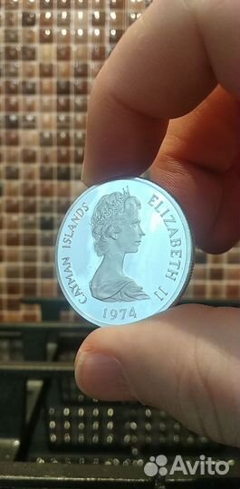 Каймановы острова 1 доллар, 1974 г.Серебро