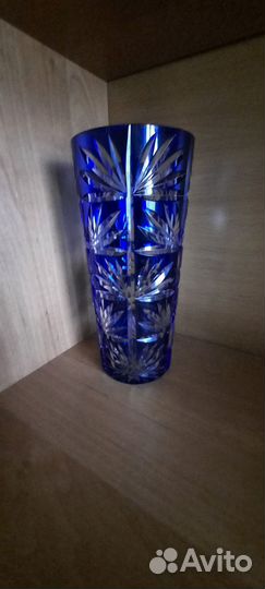 Ваза для цветов Синее Стекло Хрусталь Кобальт