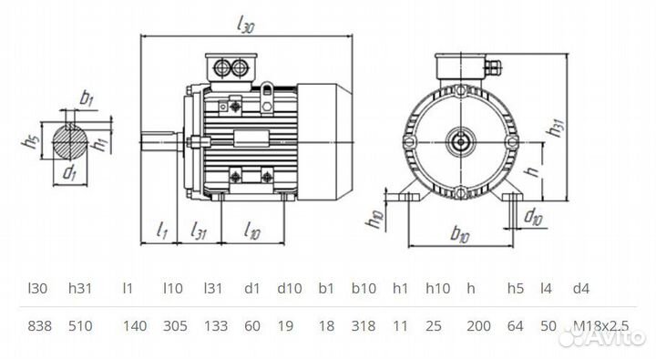 Электродвигатель 5аи 200 L8 (22кВт / 750об)