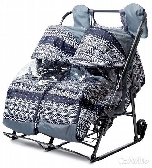 Санки-коляска для двойни новые