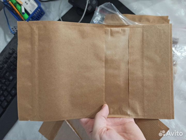 Пакеты бумажные крафт с окошком и зиплоком 10 шт