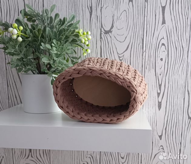 Корзинка из трикотажной пряжи