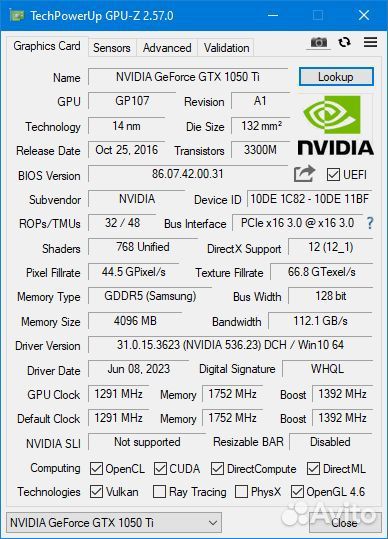 GTX 1050 TI 4gb KFA2 Игровая видеокарта