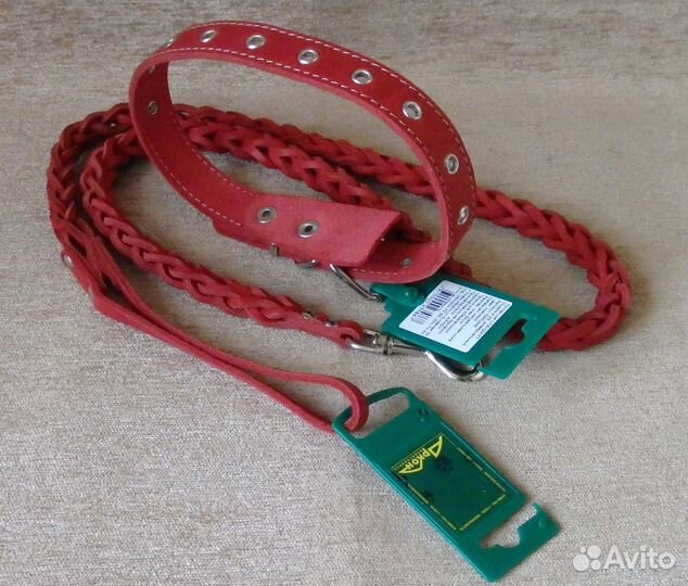 Ошейники+поводки. Натуральная кожа. Россия. Новые