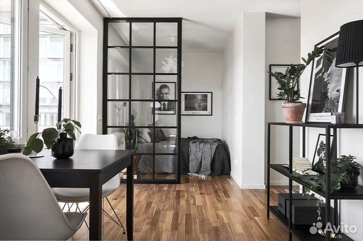 Стеклянная перегородка лофт