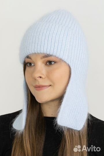 Шапка ушанка женская вязаная
