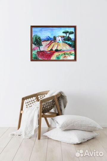 Картина акварелью, А3 в раме