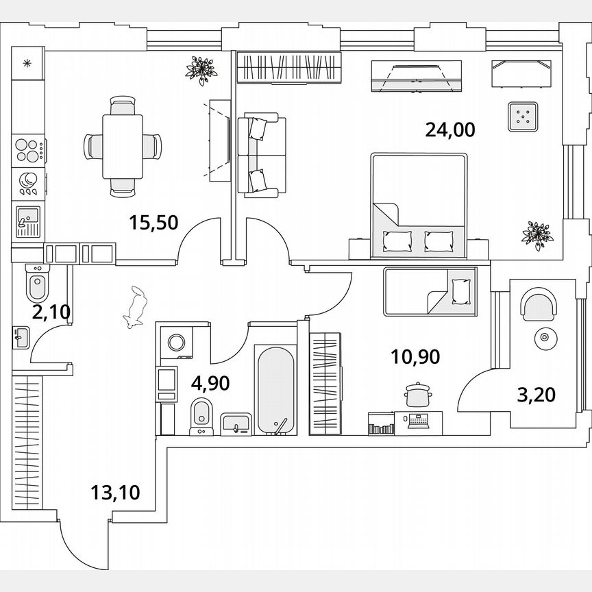 2-к. квартира, 72,1 м², 9/13 эт.