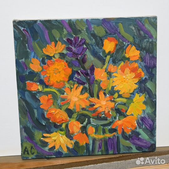 Календула Холст, масло