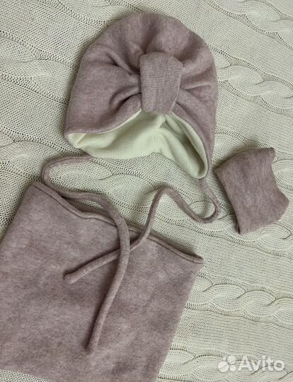 Шапка тюрбан со снудом для девочки