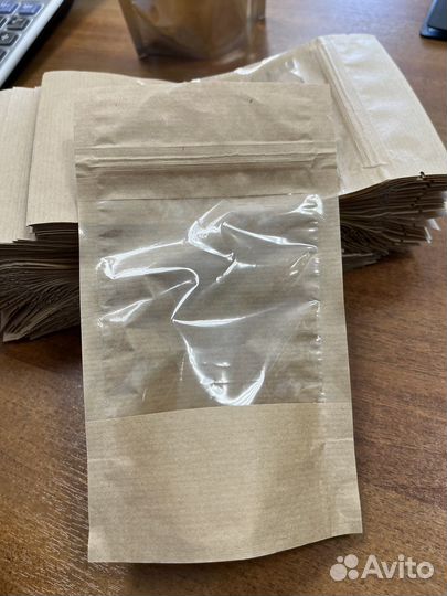 Крафт пакеты дой пак с окном 150:240:45 окно 80 мм