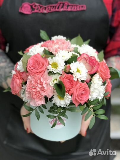 Коробочка с цветами микс