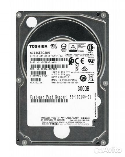 Жесткий диск Toshiba 300 GB AL14SEB030N SAS 2.5